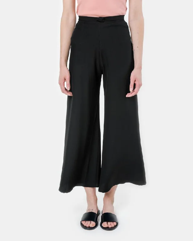 women's bridal pantsSong Tu Wide Leg Silk Pants in Mulberry Black