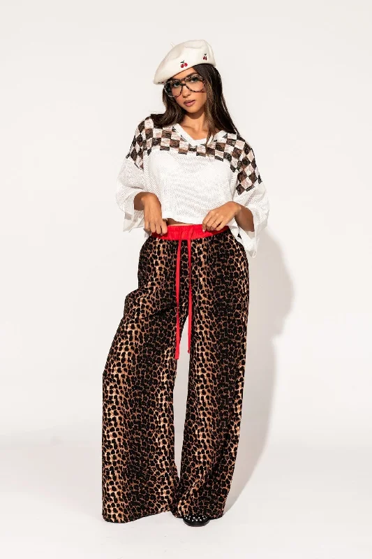 women's solid-color pantsFeline Fierce Wide Leg Leopard Pants