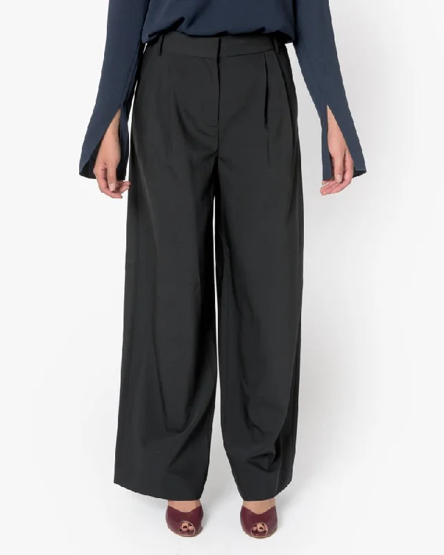 women's insulated pantsWool Wide Leg Pant in Black