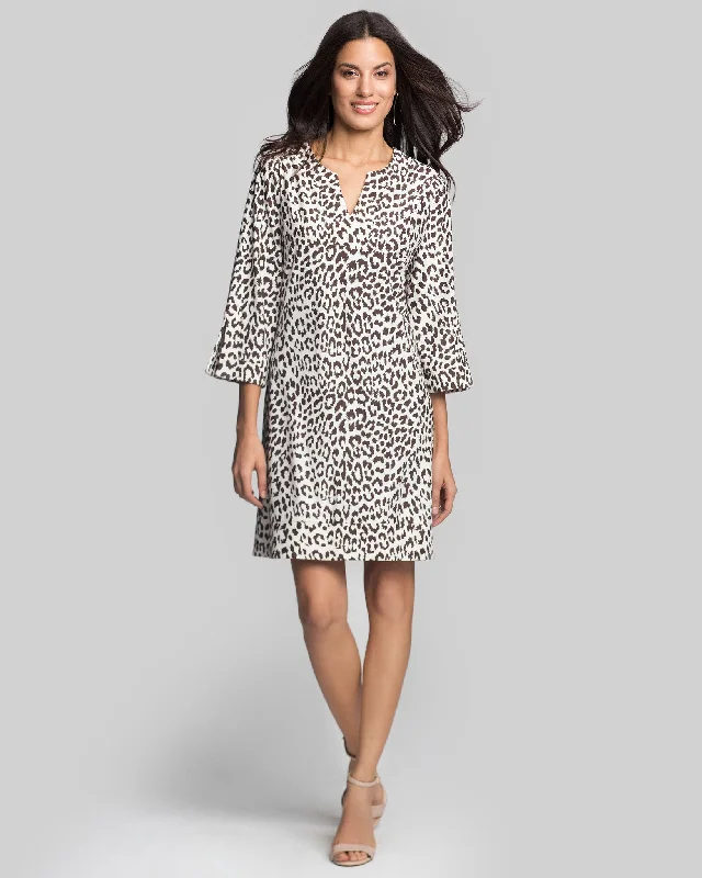 women's ethical fashion dressesLakena Tunic Dress in Snow Leopard