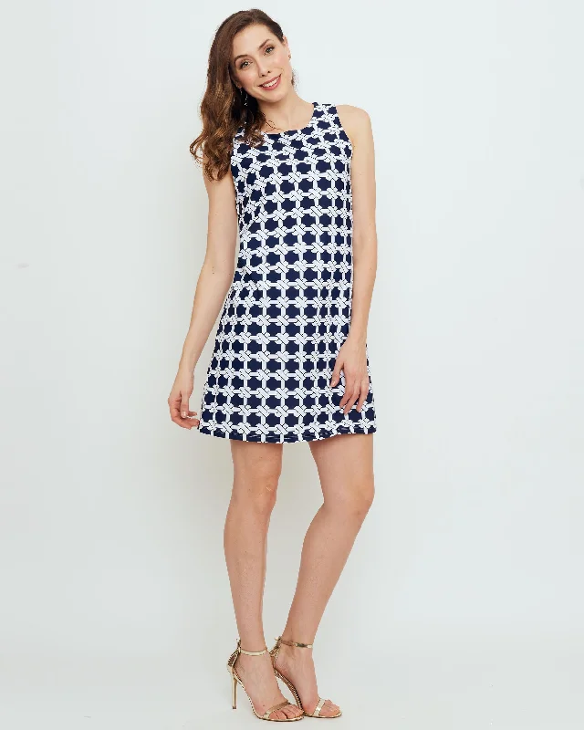 Elegant DressCapri Sheath Dress in Navy Nautical Knots