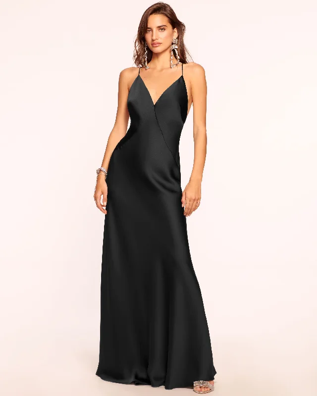 women's wedding guest dressesCaspe V-Neck Gown