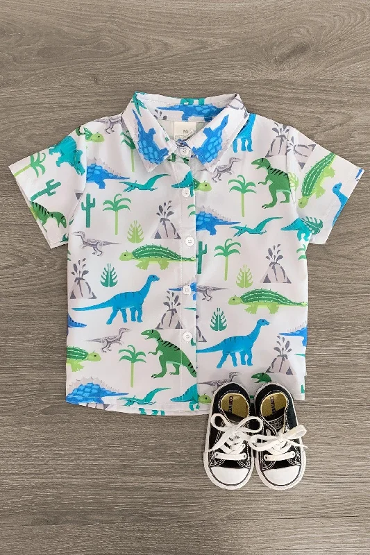 women's flowy dressesTropical Dinosaur Button Down