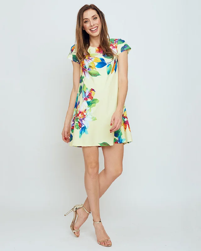 Maternity DressIbiza T-Shirt Dress in Yellow Tropical