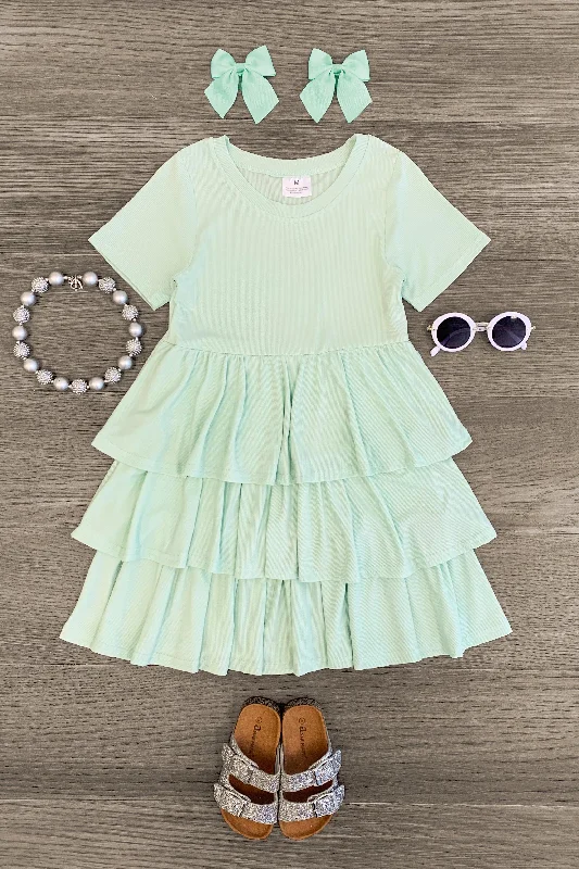 Leather DressPastel Green Ruffle Dress