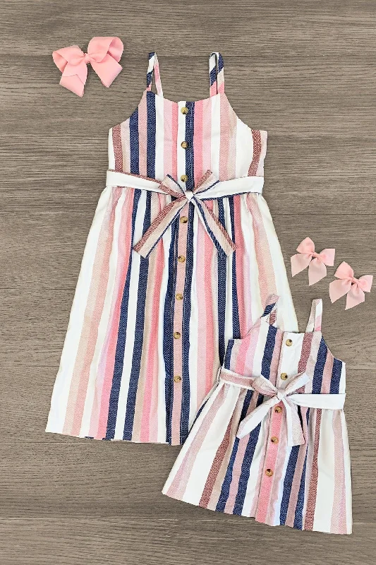 Peplum DressMom & Me - Pink Stripe Button-Up Sundress