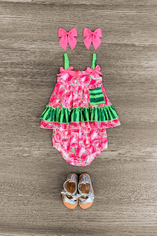 Zip-Up DressPink Watermelon Bloomer Set