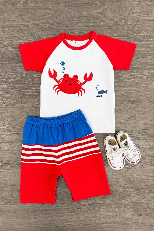 women's cinched-waist dressesRed Seaside Crab Short Set