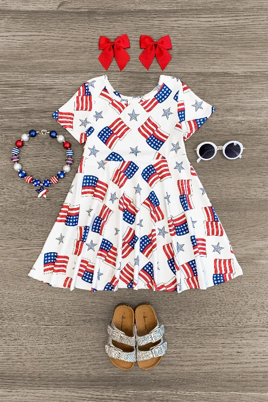 women's curve-hugging dressesWhite American Flag Dress