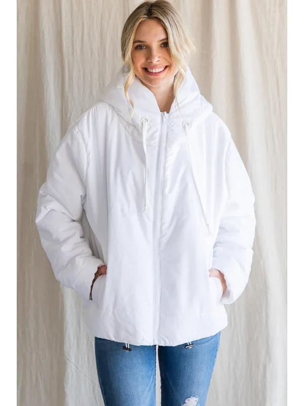 Long-Sleeve DressCoziness White Puffer Jacket