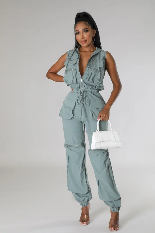 women's jumpsuits with self-ties at the waistCargo Bay Jumpsuit