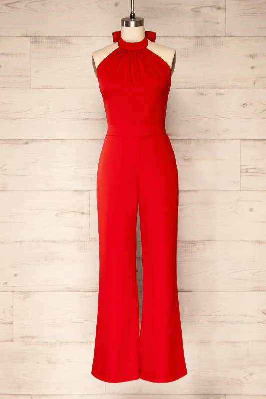 women's jumpsuits for statement fashionZoutrane | Open Back Halter Neck Jumpsuit