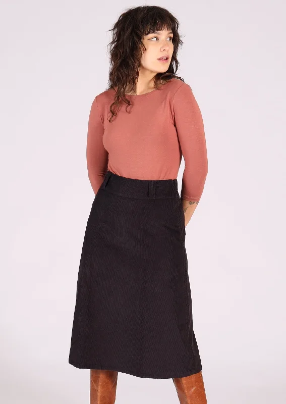 women's figure-flattering business skirtsBelt Loop Corduroy Skirt Outer Space