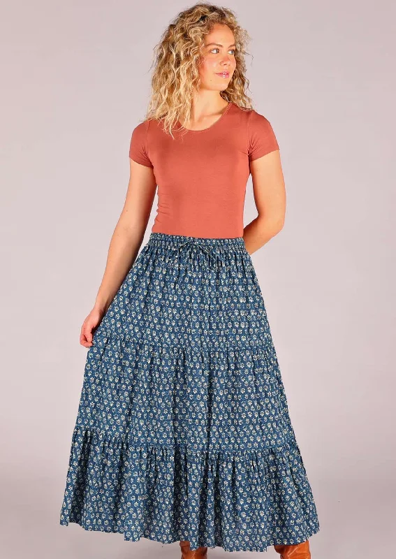 women's polyester tiered skirts for partiesMaxi Skirt Bluebell