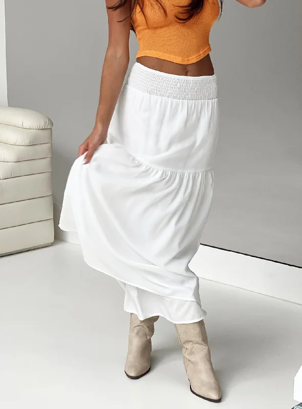 women's lightweight linen skirts for warm weatherDion Maxi Skirt White